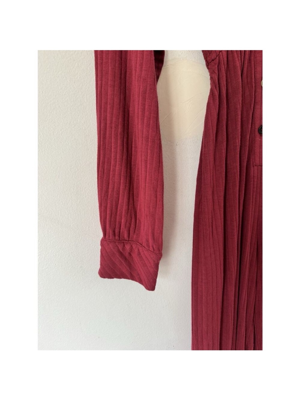 Free People Elai Open Back Ribbed Knit Long Sleeve Wide Leg Jumpsuit - Size M - Picture 5 of 9